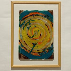 blue yellow abstract world glass picture frame