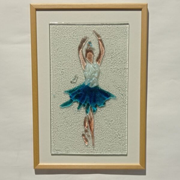 blue white ballerina glass picture frame