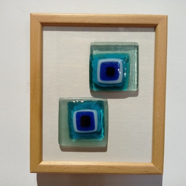 double blue evil eye glass picture frame