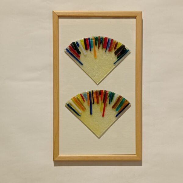 colorful double fan glass picture frame
