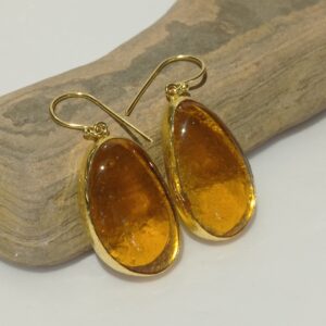 handmade honey yellow glass fusion earrings