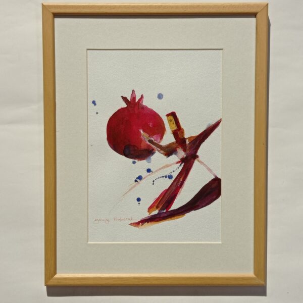 pomegranate whirling dervish red watercolor frame