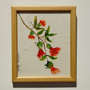 pomegranate flower red watercolor frame