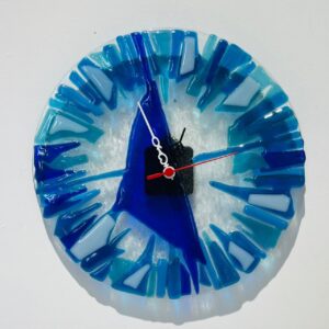 blue sea sailboat glass fusion wall clock