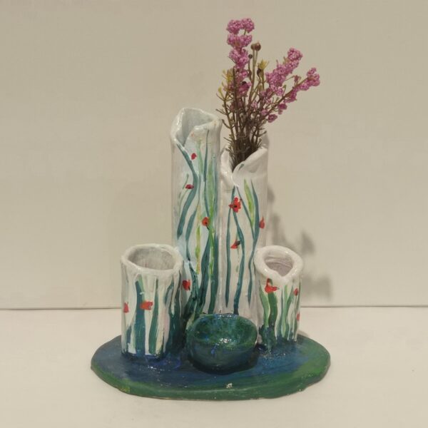 pink blue custom handmade ceramic flower pot
