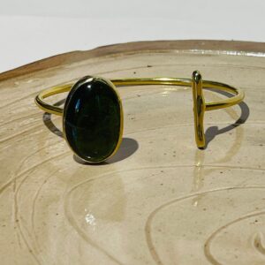 dark green earth glass fusion handmade bracelet