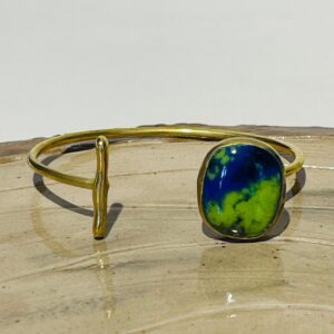 blue green earth glass fusion handmade bracelet