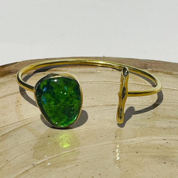 light green earth glass fusion handmade bracelet