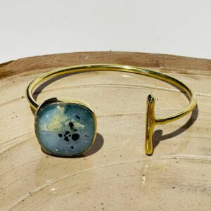 light blue earth glass fusion handmade bracelet
