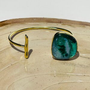 light green earth glass fusion handmade bracelet