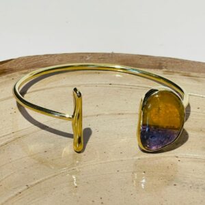 purple orange glass fusion handmade bracelet