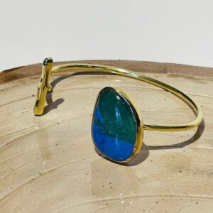 blue green glass fusion handmade bracelet