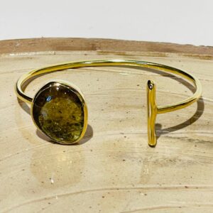 coral green glass fusion handmade bracelet