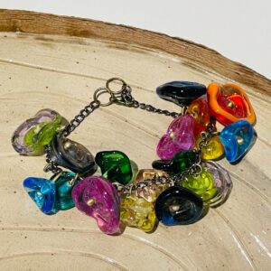 colorful flowers glass fusion handmade bracelet