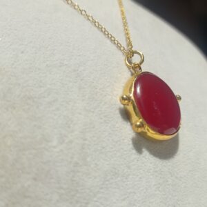 red golden fusion glass handmade necklace