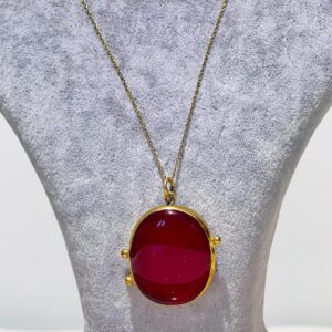 red fusion glass handmade necklace