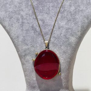 red fusion glass handmade necklace