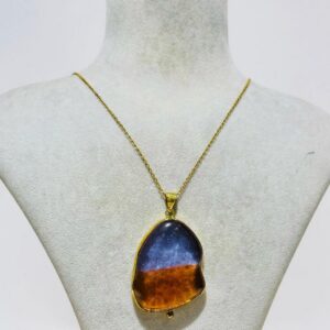 purple & orange abstract glass design necklace