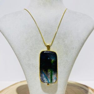 colorful glass fusion handmade square Necklace