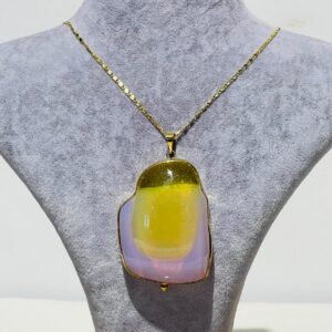 Handmade abstract Multicolor purple orange Glass Fusion Necklace