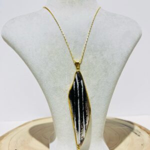 handmade glass fusion Black and White Abstract Nobility Necklace