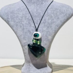 handmade fusion glass green Evil Eye Themed Amulet Necklace