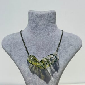 Amorphous Abstract Blown Green Glass Fusion Necklace