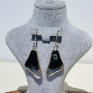 black handmade abstract glass fusion earrings