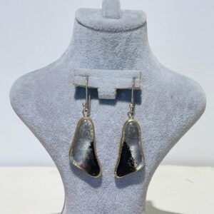 black clear handmade abstract glass fusion earrings