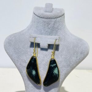 black green handmade abstract glass fusion earrings