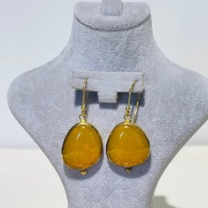orange flower orange handmade abstract glass fusion earrings