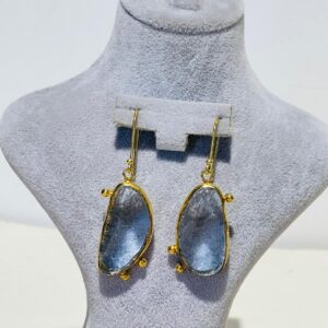 light blue handmade abstract glass fusion earrings