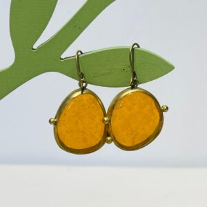 melon orange handmade abstract glass fusion earrings