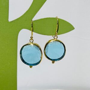 turquoise blue handmade abstract glass fusion earrings