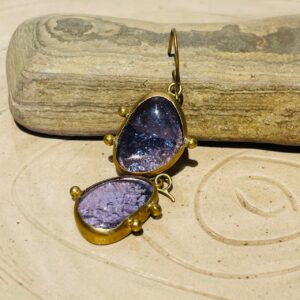 purple handmade abstract glass fusion earrings