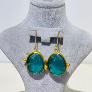 sky blue handmade abstract glass fusion earrings