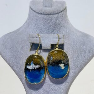 Lake Blue Handmade Abstract Glass Fusion Earrings