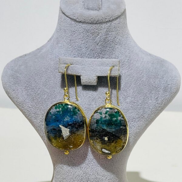 Lake Blue Handmade Abstract Glass Fusion Earrings