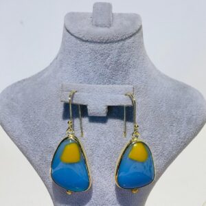 Blue Handmade Abstract Glass Fusion Earrings