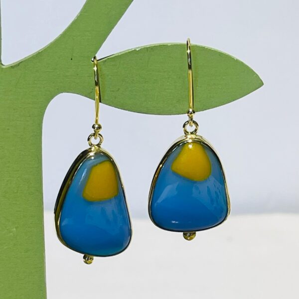 Blue Handmade Abstract Glass Fusion Earrings