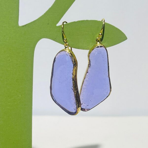 Purple Handmade Abstract Glass Fusion Earrings