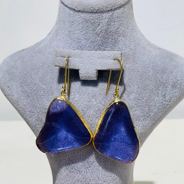 Purple triangle Handmade Abstract Glass Fusion Earrings