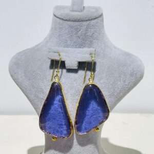 Purple triangle Handmade Abstract Glass Fusion Earrings