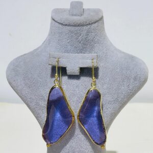 purple triangle Handmade Abstract Glass Fusion Earrings