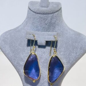 Purple Handmade Abstract Glass Fusion Earrings