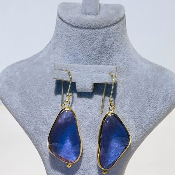 Purple Handmade Abstract Glass Fusion Earrings