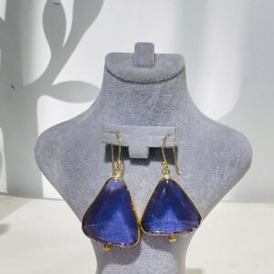 purple triangle Handmade Abstract Glass Fusion Earrings