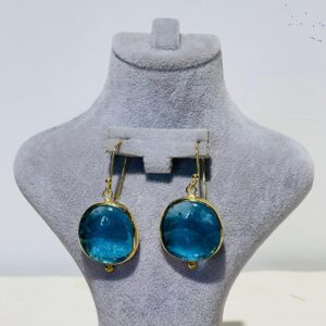 light blue triangle Handmade Abstract Glass Fusion Earrings