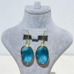 ocean blue Handmade Abstract Glass Fusion Earrings