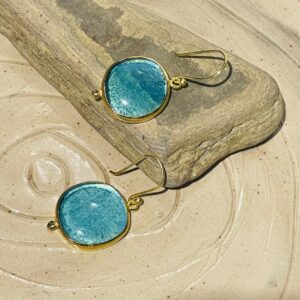 light blue Handmade Abstract Glass Fusion Earrings
